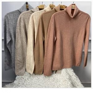 Elegant Women's Turtleneck Sweater Collection - Gray, Cream, Tan, Brown, Pink